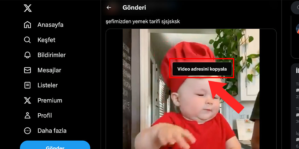 twitter video linki kopyalama