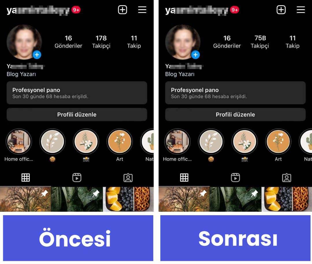 ücretsiz instagram takipçi önce sonra