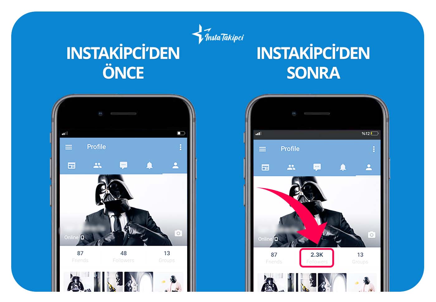 VK takipçi önce sonra