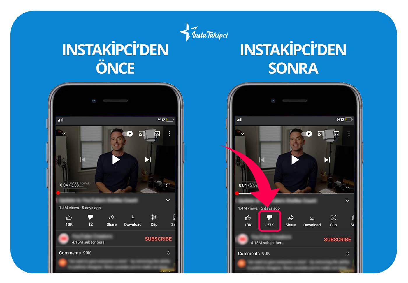 YouTube dislike önce sonra